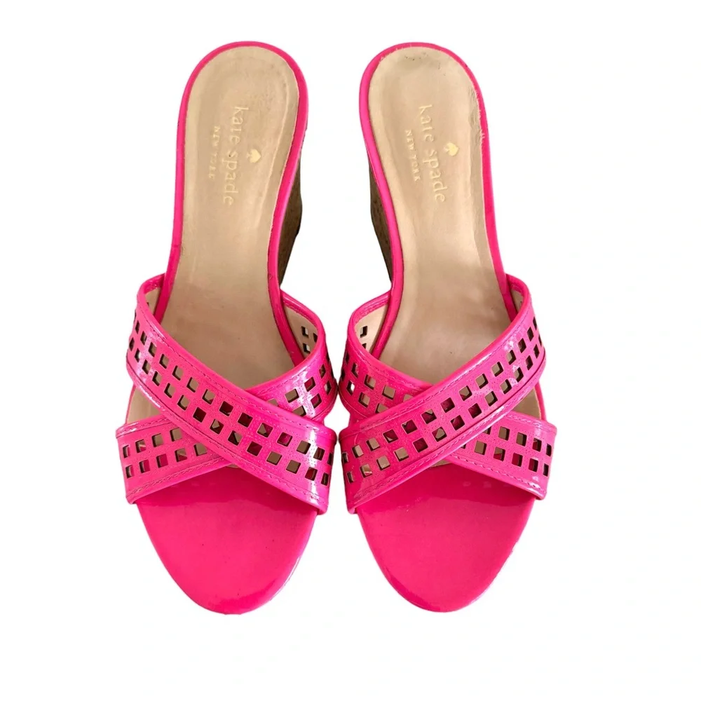 Kate Spade Patent Sandals Pink Wedges